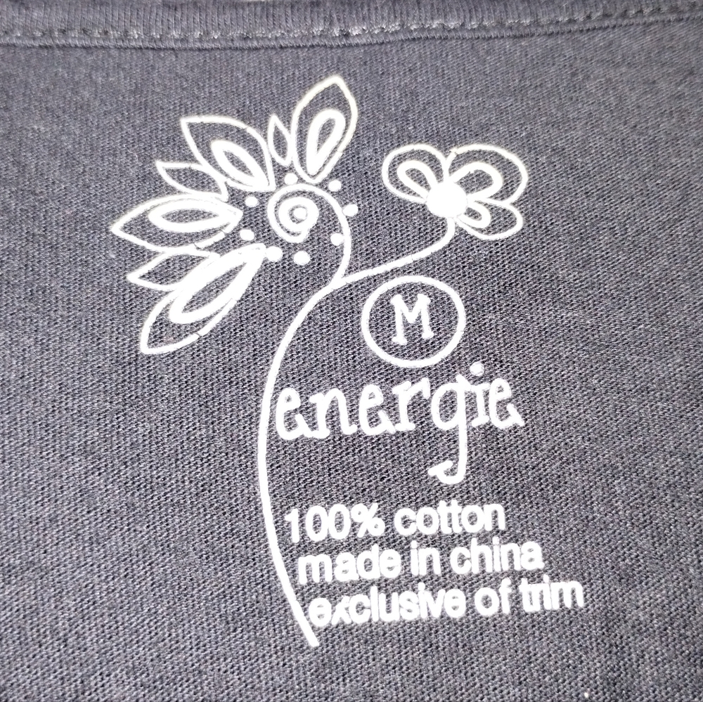 Energie Black Ruffle Trim Peplum Tee -size  Medium - Picture 5 of 16